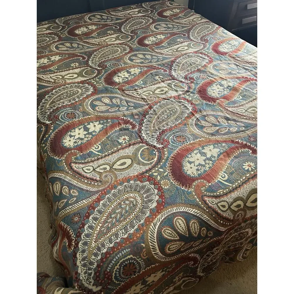 EUC Pier 1 Imports Earth Tones Paisley floral King Comforter Shams Retired
